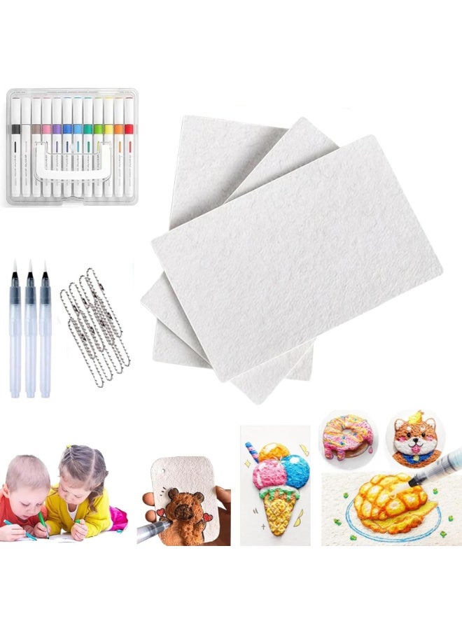 OSHIMA Diy 3D Painting Kit, Foam Texture Painting Paper Kids Creative Art Set, Safe Magic Fluffy Paint and Fluffy Paint Paper for Arts & Crafts (Rectangle) - Image 1